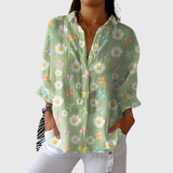 Lys og Farverig Printet Bluse