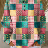 Nora | Pink & Teal Patchwork Sweater