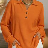 Elaine | Ensfarvet Strikket Jumper med Krave