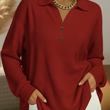 Elaine | Ensfarvet Strikket Jumper med Krave