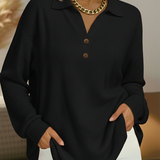 Elaine | Ensfarvet Strikket Jumper med Krave