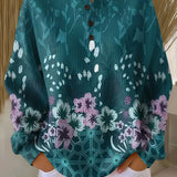 Paula | Teal Floral Border Jumper